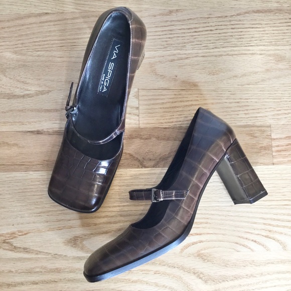 Via Spiga 90s vintage square toe croc Mary Jane’s - Picture 10 of 14